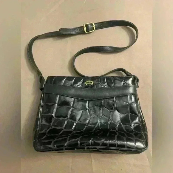 Etienne Aigner Leather Shoulder Bag - Black - One Size - Picture 6 of 17